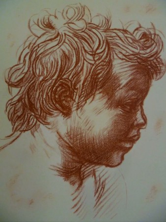 Testa di fancuillo. Sanguigna su carta 20x30. Studio da Andera del Sarto